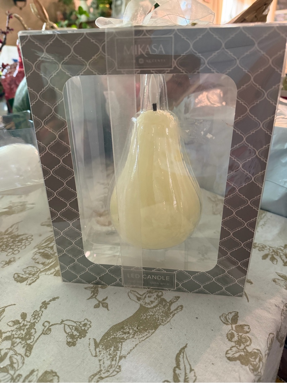 Mikasa Pear-Shaped LED Candle in Soft Cream